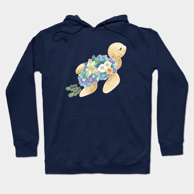 Sea Turtle with Shrubbery Shell Hoodie by Khotekmei